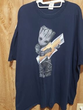 Navy Blue Tee Groot With A Chevy Logo 100% Cotton Natural Fibers Movie Fandom
